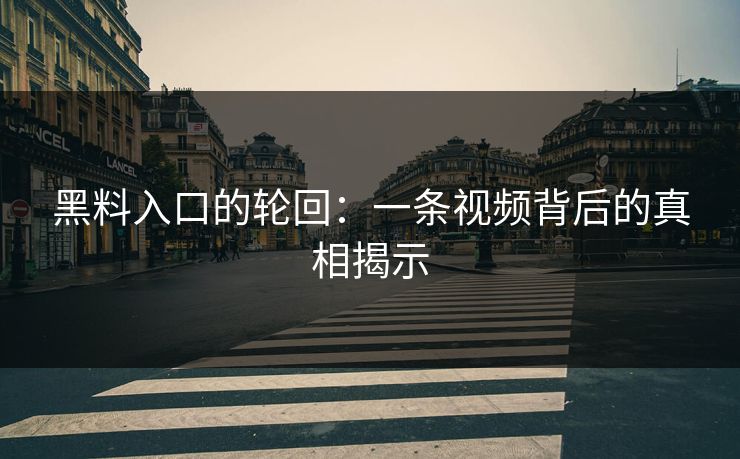 黑料入口的轮回：一条视频背后的真相揭示